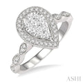 Pear Shape Halo Lovebright Diamond Engagement Ring