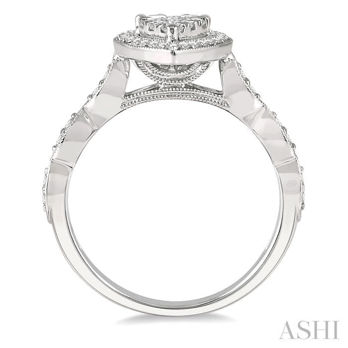 Pear Shape Halo Lovebright Diamond Engagement Ring