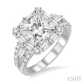 Princess Shape Semi-Mount Halo Diamond Engagement Ring