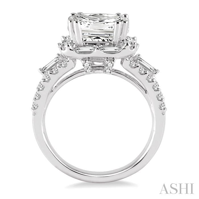 Princess Shape Semi-Mount Halo Diamond Engagement Ring