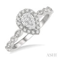 Pear Shape Halo Lovebright Diamond Engagement Ring