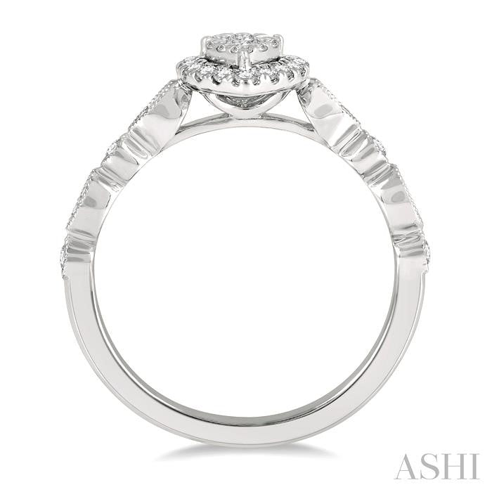 Pear Shape Halo Lovebright Diamond Engagement Ring