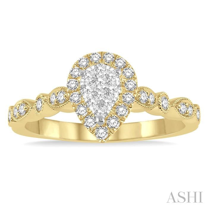 Pear Shape Halo Lovebright Diamond Engagement Ring