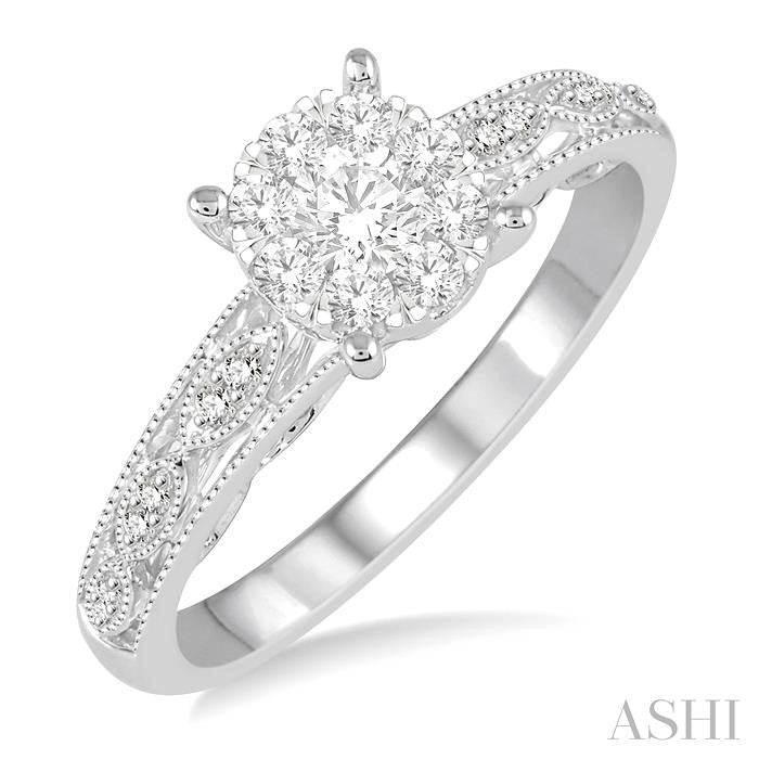 Round Shape Lovebright Diamond Engagement Ring