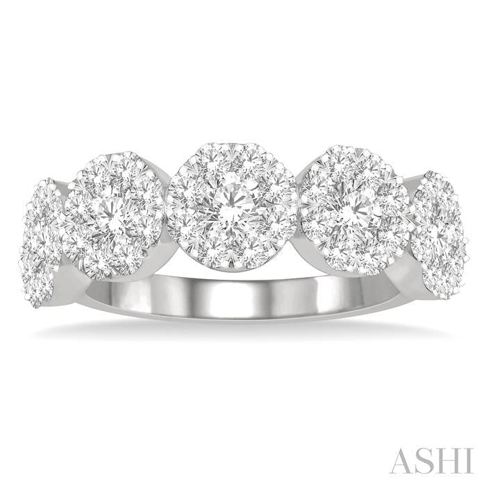 Round Shape 5 Stone Lovebright Essential Diamond Wedding Band