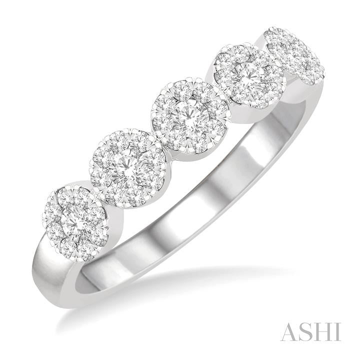 Round Shape 5 Stone Lovebright Essential Diamond Wedding Band