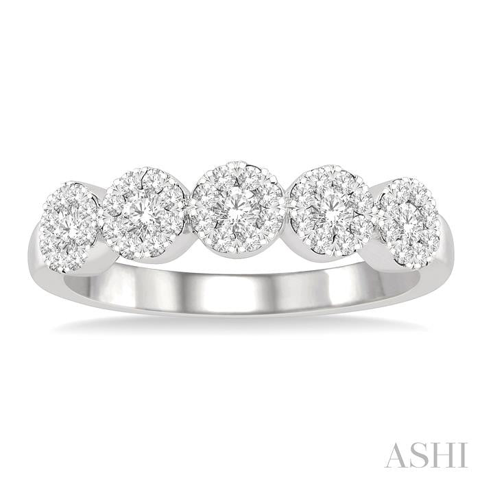 Round Shape 5 Stone Lovebright Essential Diamond Wedding Band