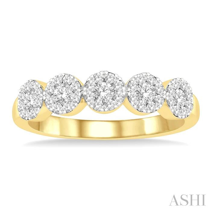 Round Shape 5 Stone Lovebright Essential Diamond Wedding Band