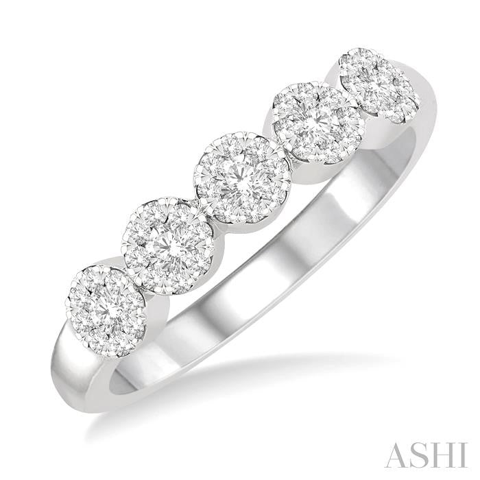Round Shape 5 Stone Lovebright Essential Diamond Wedding Band