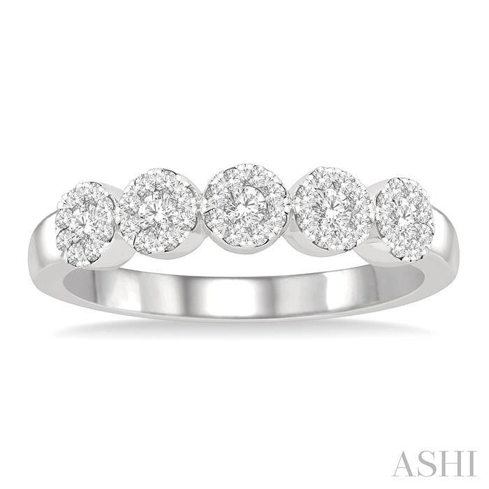 Round Shape 5 Stone Lovebright Essential Diamond Wedding Band