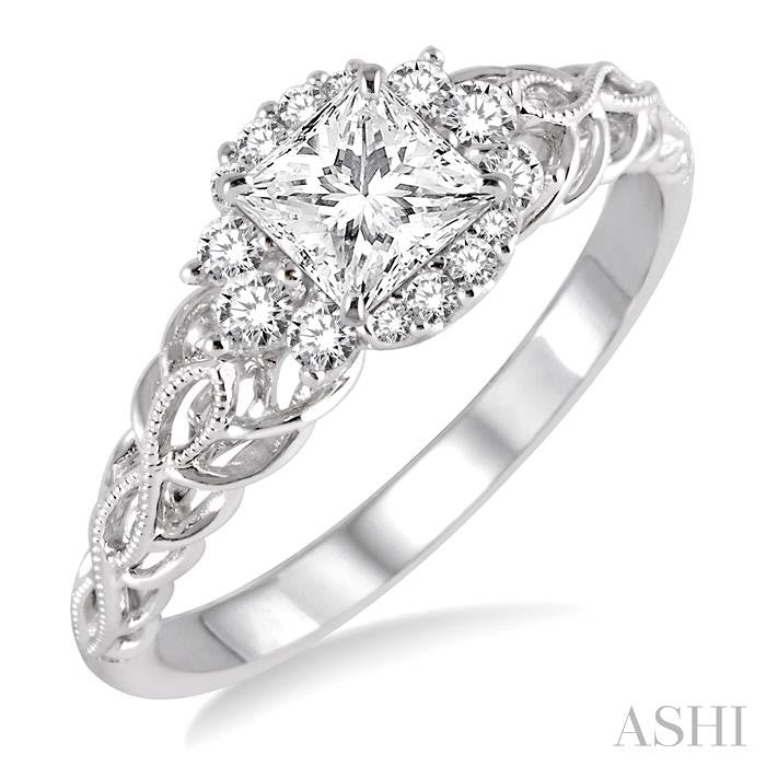 Princess Shape Semi-Mount Diamond Engagement Ring
