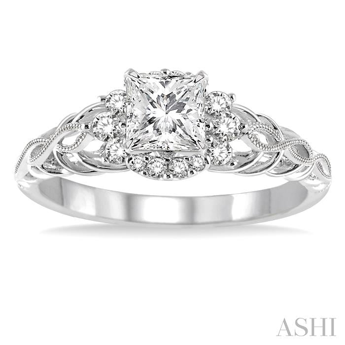 Princess Shape Semi-Mount Diamond Engagement Ring