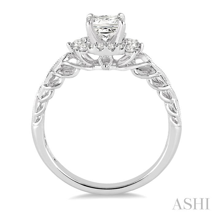 Princess Shape Semi-Mount Diamond Engagement Ring