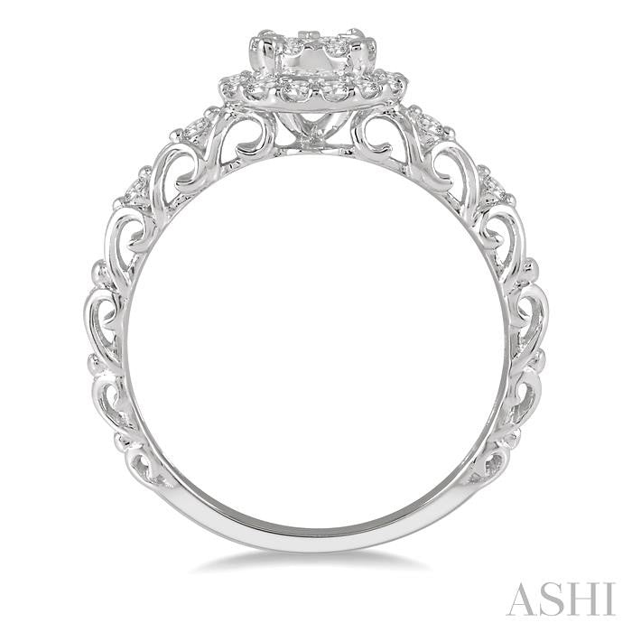 Round Shape Halo Lovebright Diamond Engagement Ring