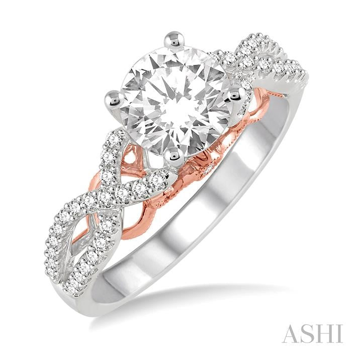 Round Shape Semi-Mount Diamond Engagement Ring