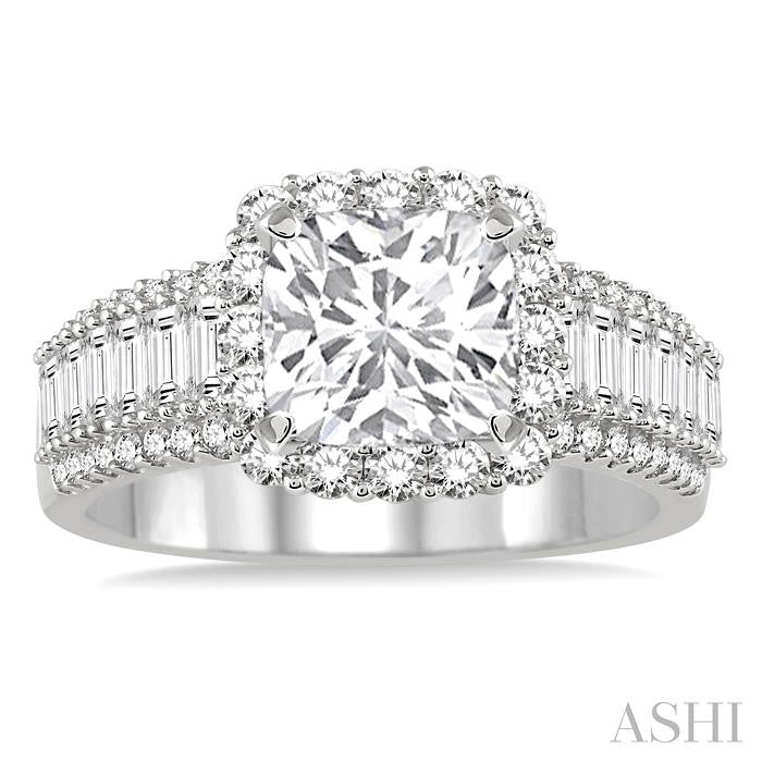 Cushion Shape Semi-Mount Halo Diamond Engagement Ring