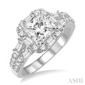 Princess Shape Semi-Mount Halo Diamond Engagement Ring