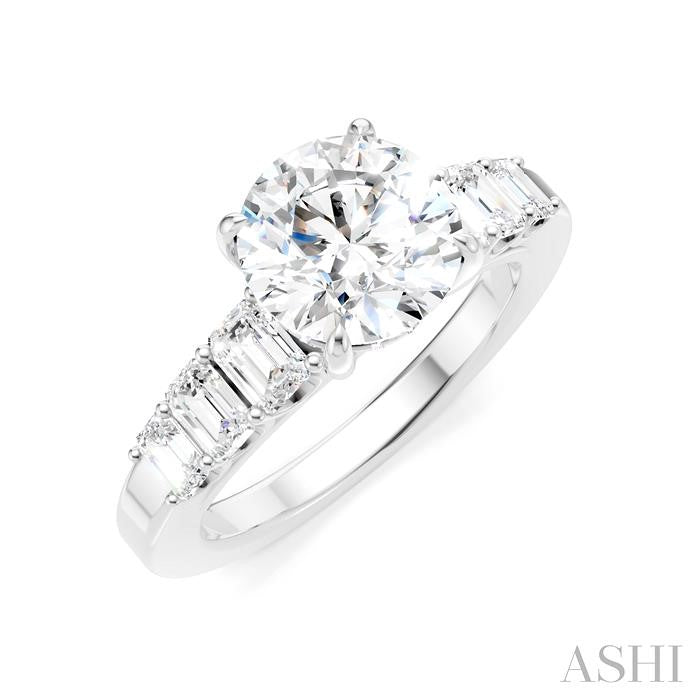 Round Shape Semi-Mount Diamond Engagement Ring