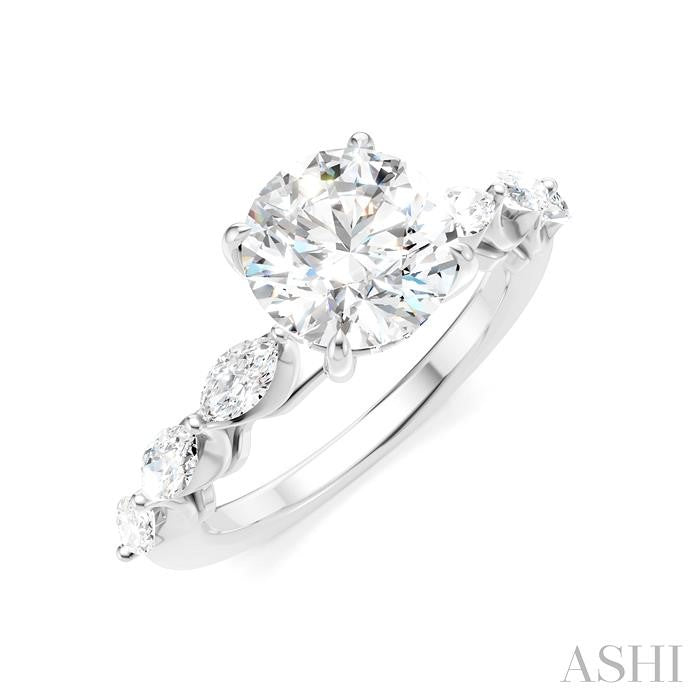Round Shape Semi-Mount Diamond Engagement Ring
