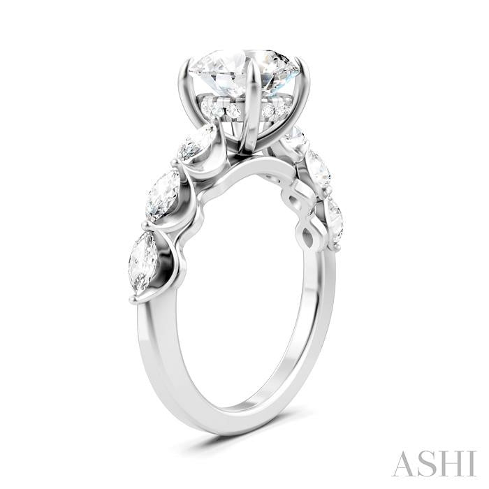 Round Shape Semi-Mount Diamond Engagement Ring