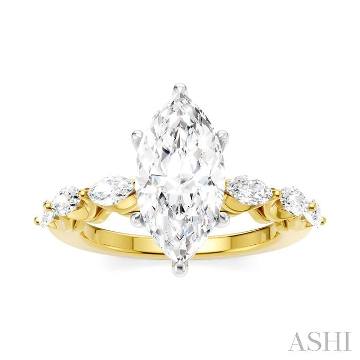 Marquise Shape Semi-Mount Diamond Engagement Ring
