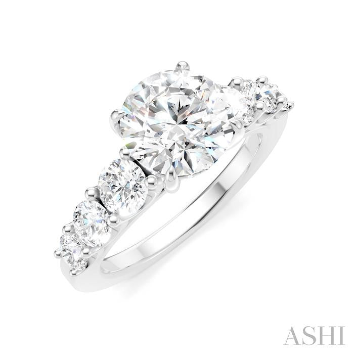 Round Shape Semi-Mount Diamond Engagement Ring