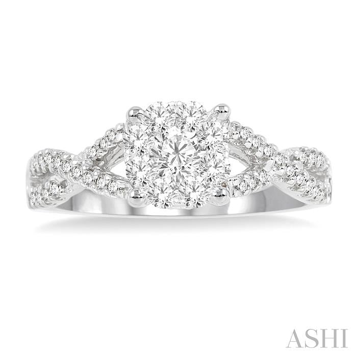 Round Shape Lovebright Diamond Engagement Ring