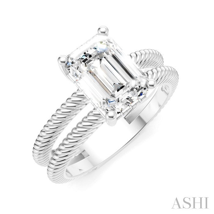 Emerald Shape Semi-Mount Diamond Engagement Ring