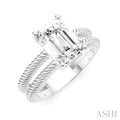 Emerald Shape Semi-Mount Diamond Engagement Ring