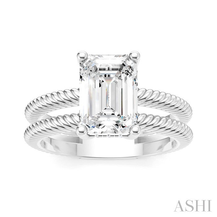 Emerald Shape Semi-Mount Diamond Engagement Ring