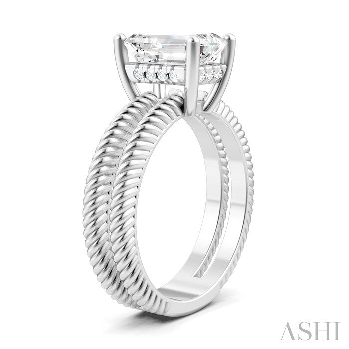 Emerald Shape Semi-Mount Diamond Engagement Ring