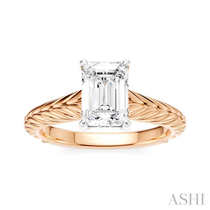 Emerald Shape Semi-Mount Diamond Engagement Ring