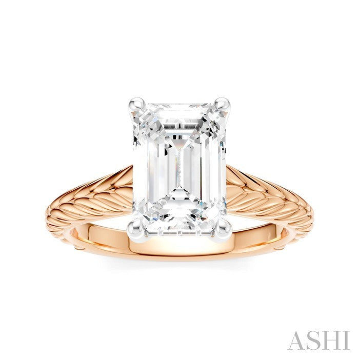 Emerald Shape Semi-Mount Diamond Engagement Ring