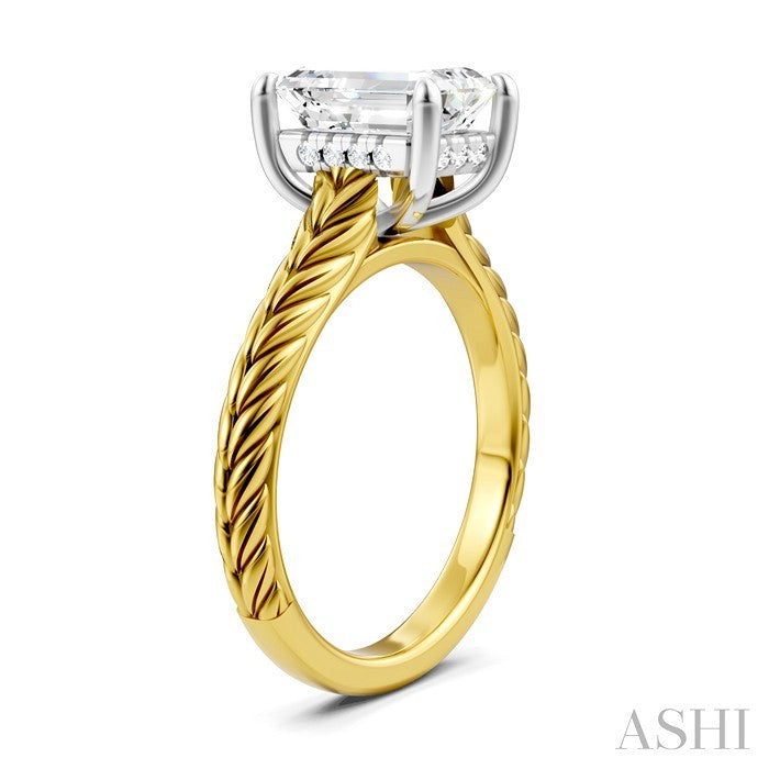 Emerald Shape Semi-Mount Diamond Engagement Ring