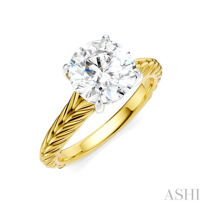Round Shape Semi-Mount Diamond Engagement Ring