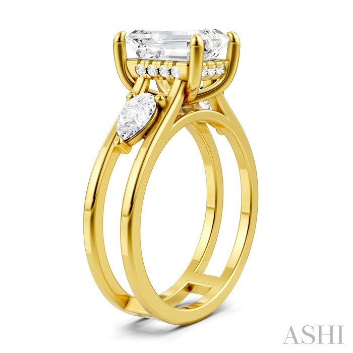 Emerald Shape Semi-Mount Diamond Engagement Ring