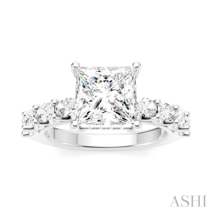 Princess Shape Semi-Mount Diamond Engagement Ring