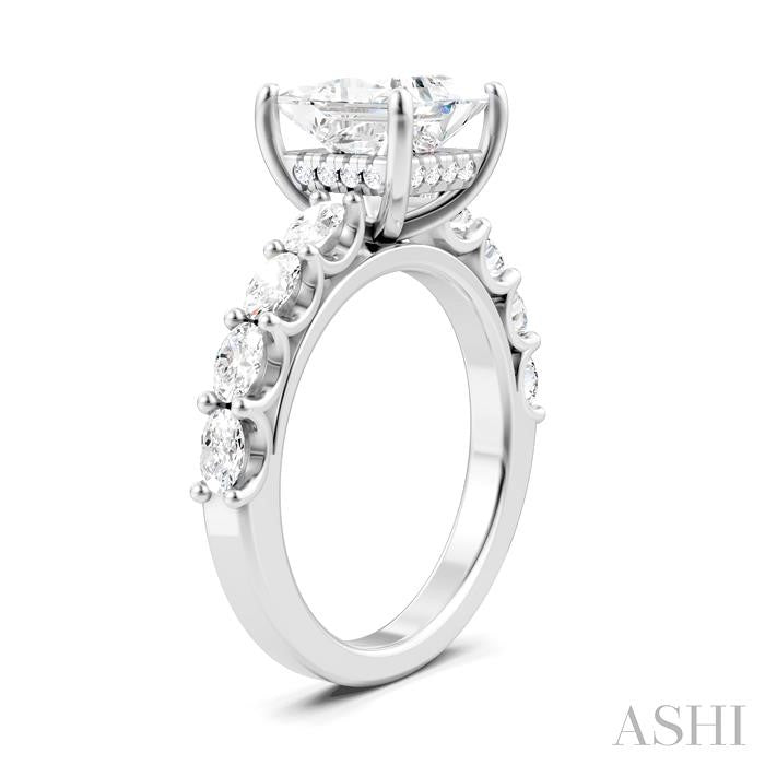 Princess Shape Semi-Mount Diamond Engagement Ring
