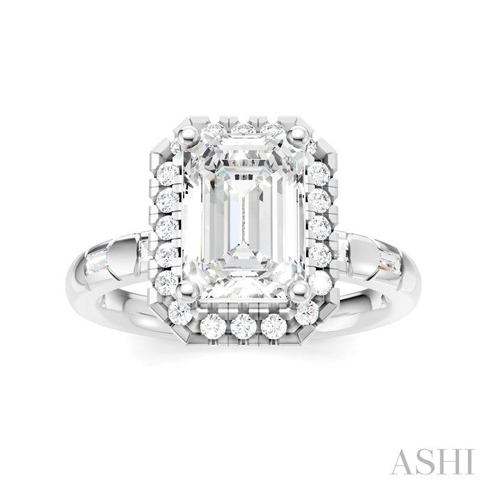 Emerald Shape Semi-Mount Diamond Engagement Ring