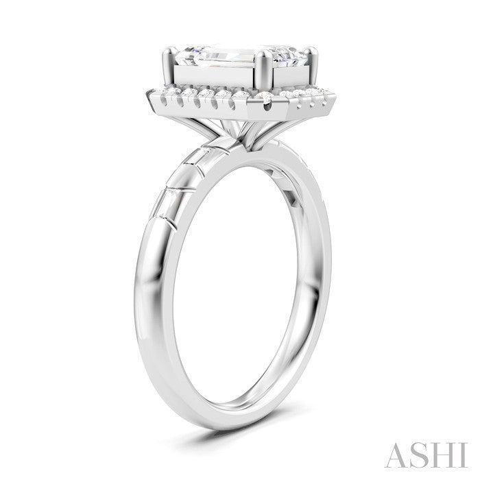 Emerald Shape Semi-Mount Diamond Engagement Ring