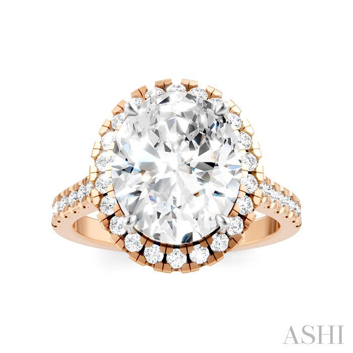 Oval Shape Semi-Mount Halo Diamond Engagement Ring