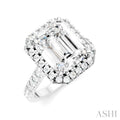 Emerald Shape Semi-Mount Halo Diamond Engagement Ring