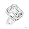 Emerald Shape Semi-Mount Halo Diamond Engagement Ring