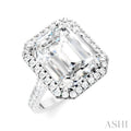 Emerald Shape Semi-Mount Halo Diamond Engagement Ring