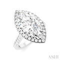 Marquise Shape Semi-Mount Halo Diamond Engagement Ring