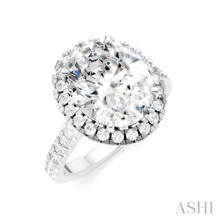 Oval Shape Semi-Mount Halo Diamond Engagement Ring