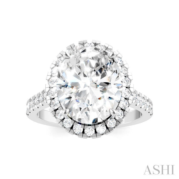 Oval Shape Semi-Mount Halo Diamond Engagement Ring
