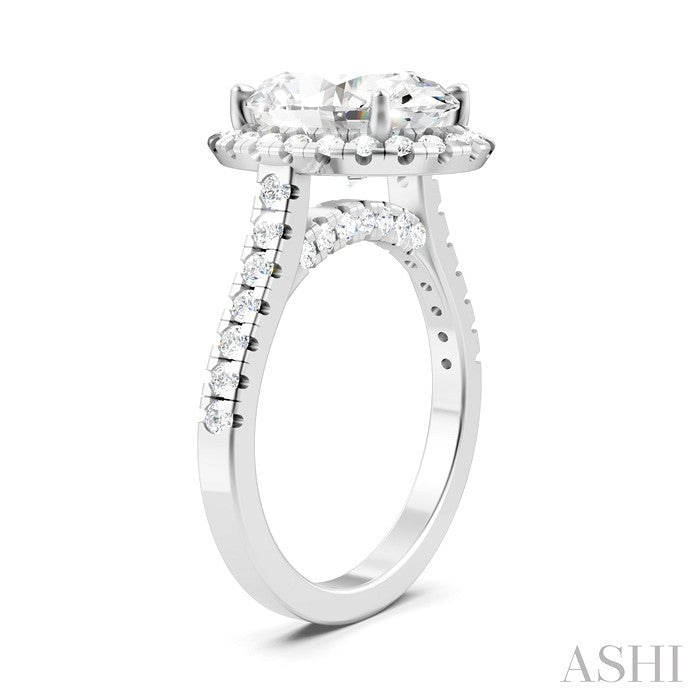 Oval Shape Semi-Mount Halo Diamond Engagement Ring