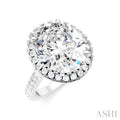 Oval Shape Semi-Mount Halo Diamond Engagement Ring
