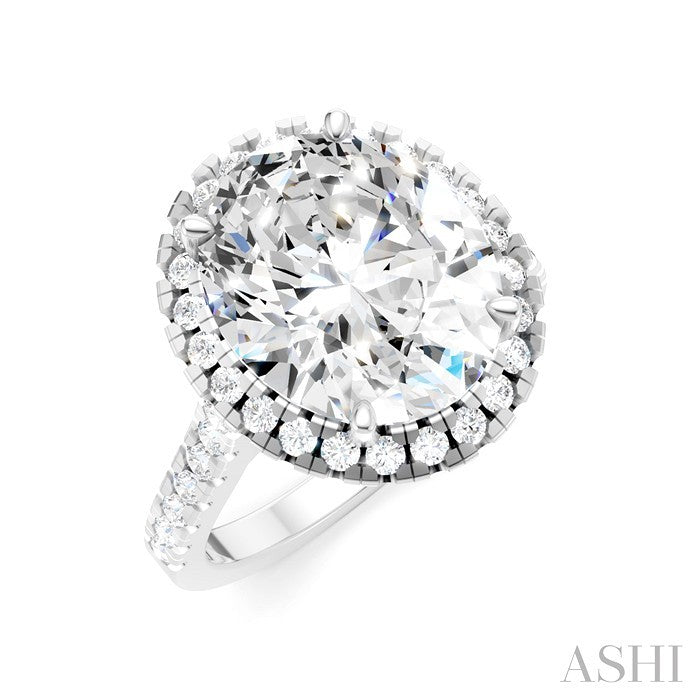 Oval Shape Semi-Mount Halo Diamond Engagement Ring